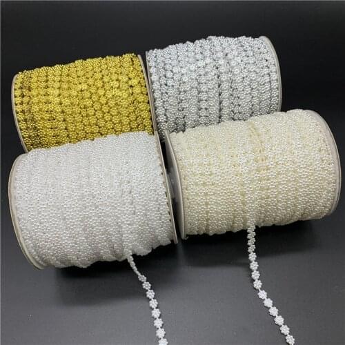 2yards/Lot 6mm White Ivory Imitation Pearl Beads Chain Garland Flowers Acrylic Beads For Jewelry Making BEA0716