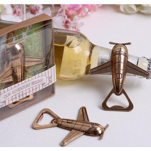 200sets/LOT NEW ARRIVAL High Quality "Let the Adventure Begin" Antique Airplane Bottle Opener Wedding Favors FREE SHIPPING