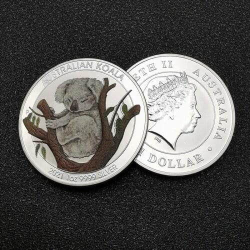 2021 1oz Australia Koala Animal Silver Coin Elizabeth II Silver Plated Challenge Coins