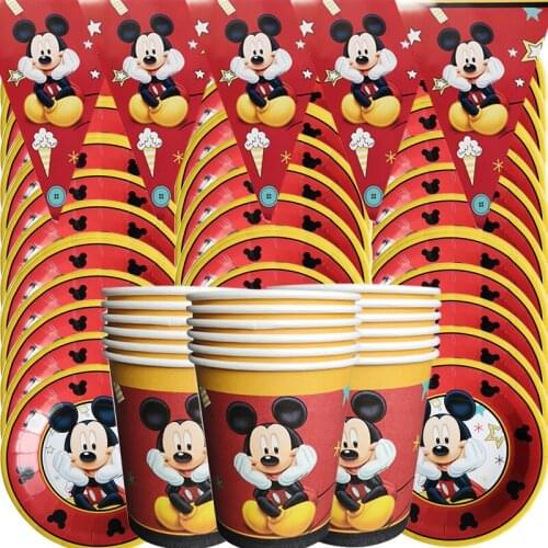 25pcs/lot Disney Cartoons Mickey Mouse Anniversary Party paper tableware set kid favor birthday party supplies decoration Set