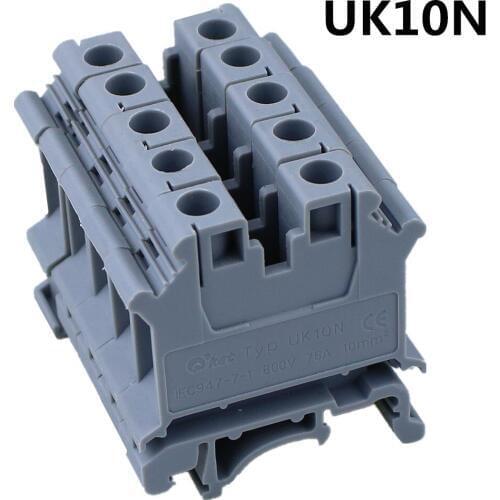 High Quality 50pcs UK-10N DIN Rail Universal Terminal Blocks Screw Type UK10N Phoenix Type