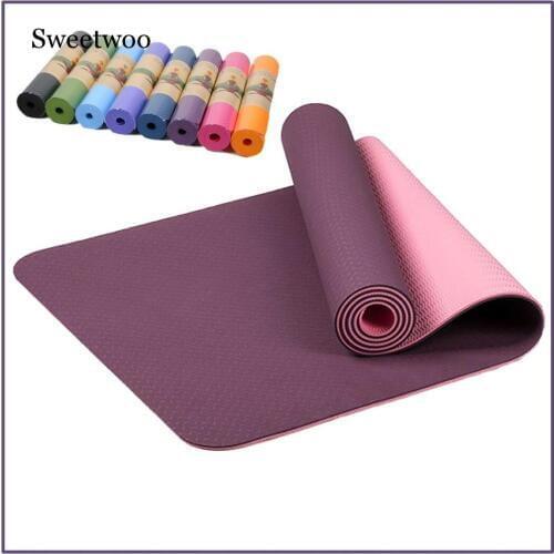 6MM TPE Non-slip Yoga Mats For Fitness Tasteless Brand Pilates Mat 8Color Gym Exercise Sport Mats Pads With Yoga Bag Yoga Strap
