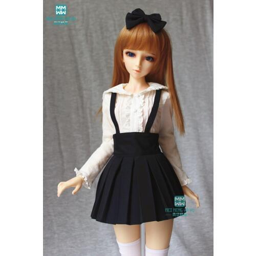 BJD accessories doll clothes fits 1/3 BJD SD doll fashion white shirt + pleated strap dress