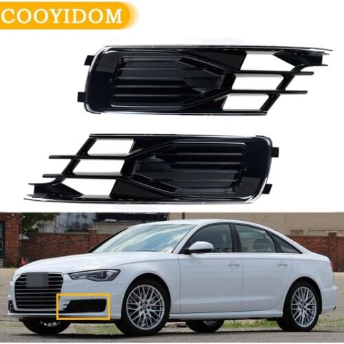 Car Front Left Right Bumper Fog Light Lamp Chrome Grill 4G0807681AE 4G0807682AE For Audi A6 C7 2016 2017 2018 car-styling