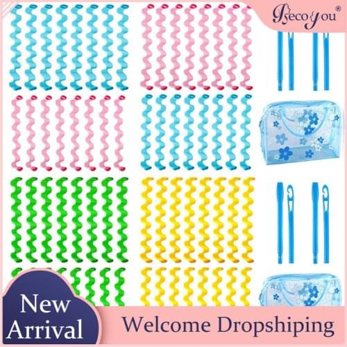 32pcs Hair Curlers No Heat Spiral Curls Styling Rollers with 4pcs Styling Hooks Accessories for Home Salon DIY Hairstyling
