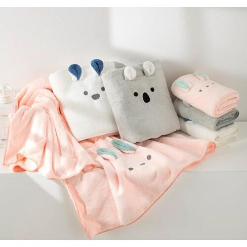 Household Cartoon Bear Face Towel Coral Fleece Bath Towels Strong Water Absorption Soft Towel Set Simple for Home Bathroom