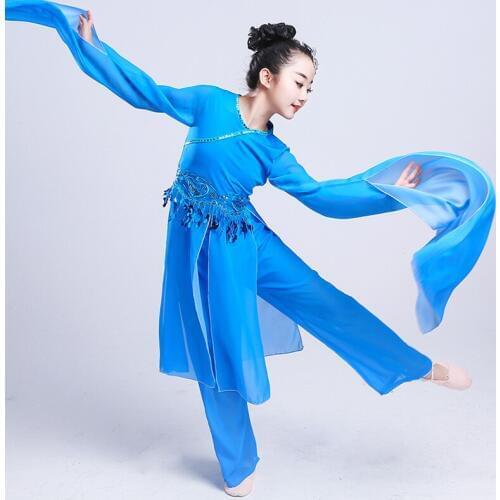 Childrens Classical Yangko Dance Clothes Chinese Traditional Dance Costume for Stage Girls Umbrella Oriental Dancer Wear