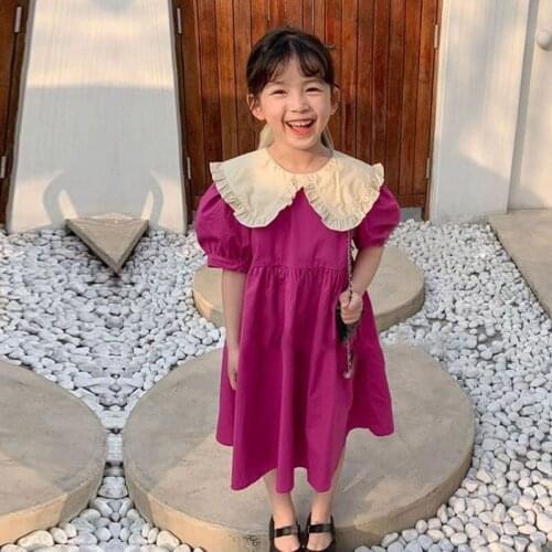 Girls clothes summer season dress fashion sweet big lapel princess dresses 2-7years old Beibei high quality childrens clothing