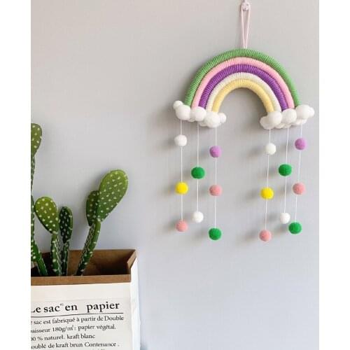 Home Boho Home Children Room Decoration Rainbow Pendant Kawaii Room Decor Nordic Wall Hanging Pendant Woven Macrame Tapestry