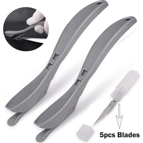 EHDIS 2pcs Vinyl Wrap Cutter Knife +5pcs Blades Car Wrapping Carbon Fiber Film Sheet Sticker Paper Cutting Tool DIY Hand Tool