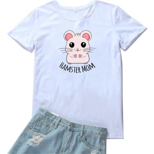 Hamster Mom Women Tshirt Lovely Animal Pattern Camiseta Mujer Fashion Harajuku Graphic T Shirt Women Cotton O-neck Women Tshirt