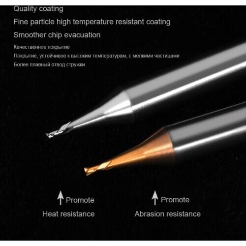 HRC60 micro end mills Aluminum CNC Tungsten Carbide ball nose End Mill 2 flutes CNC machine Milling Cutters R 0.15 0.2 0.4 0.6mm