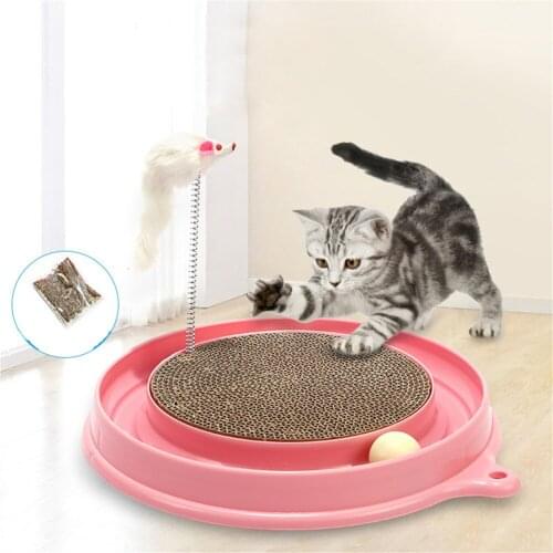 Pet Scratcher Toy Tower Tracks Disc Cat Intelligence Amusement Disk Play Track Cats Claw Care Toys Ball Training Amusement Plate