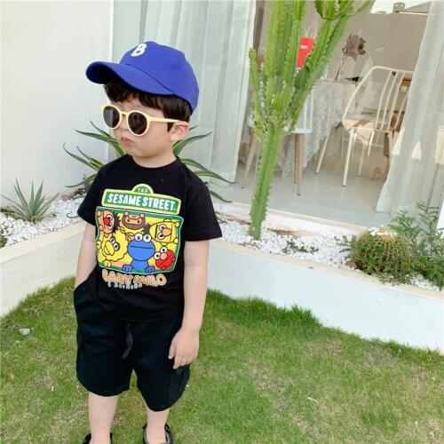 Boys Suit T-shirt +Shorts 2Pcs/Sets 2021 Cartoon Spring Summer Toddler Kids Cotton Beach Party Suits Children Clothing
