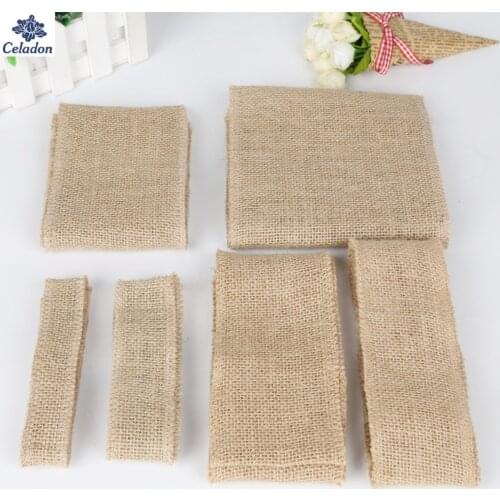 Width 2.5-15CM 5M Natural Jute Hessian Burlap Ribbons For DIY Wedding Party Chair Bands Vintage Home Decorations 6 Size