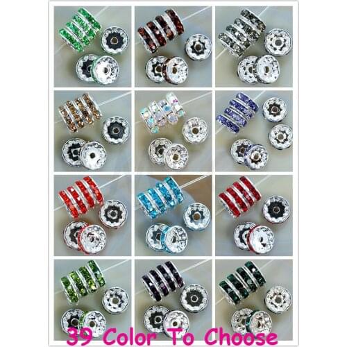 Mixed10mm!Free Shipping 12 Color Each 100 Piece 1200 Pcs/lot Crystal Fasion Rondelle Spacer, Silver Plated DIY Loose Beads