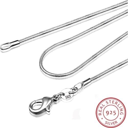 Fashion 1MM/2MM/3MM Original 925 Silver Snake Chain Necklaces for Woman Men 16-24 inch Statement Necklaces Wedding Jewelry