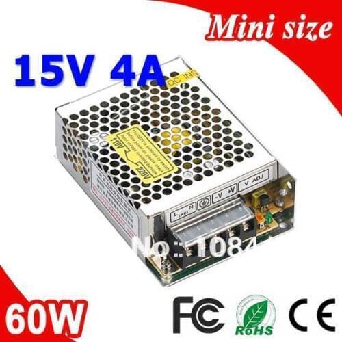 MS-60-15 60W 15V 4A Mini size LED Switching Power Supply Transformer 110V 220V AC to DC output