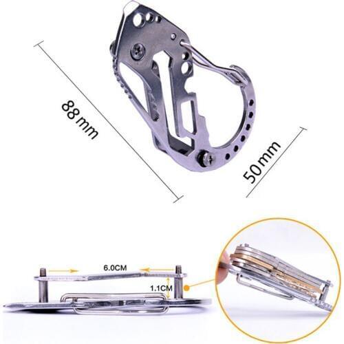 Multi Function Stainless Steel Keychain Key Holder Carabiner Hook Flat Spanner Wrench for Outdoor Hiking Camping EDC Tools Tool