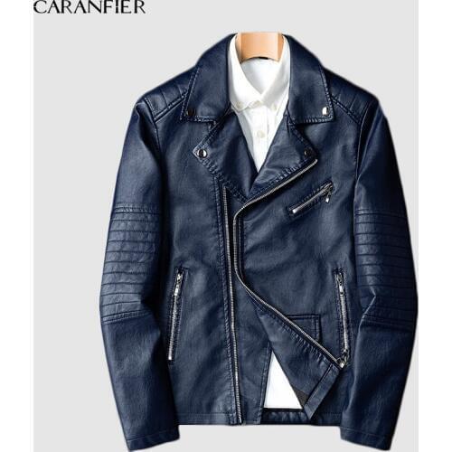 CARANFIER 2019 New Arrive Motorcycle Leather Jacket Men Mens Leather Jackets Fashion Street Style Masculina Mens Leather Coats
