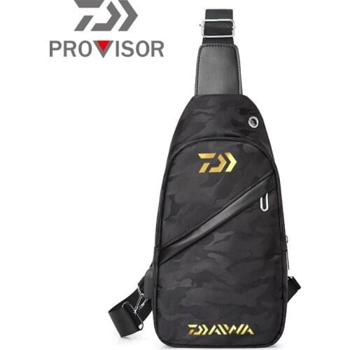 2020 Daiwa Mens Fishing Chest Bag Camouflage Breathable Crossbody Bag Waterproof Shoulder Bag Outdoor Sports DAWA Fishing Bag