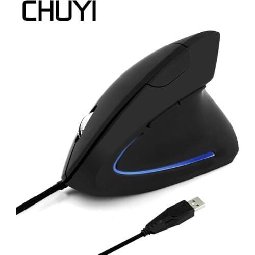 CHUYI Ergonomic Vertical Mouse Gamer 3200DPI USB Optical Computer Mice Wired RGB Backlit Gaming Muase With Mouse Pad For Laptop