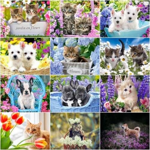CHENISTORY Coloring By Numbers Flowers Dog Kits Drawing CanvasDIY Pictures Animals Oil Painting Hand Painted Gift Home Decor