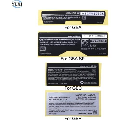 YuXi For Gameboy Label Sticker For GBA SP GBC GBP Console Housing Shell Back Tag