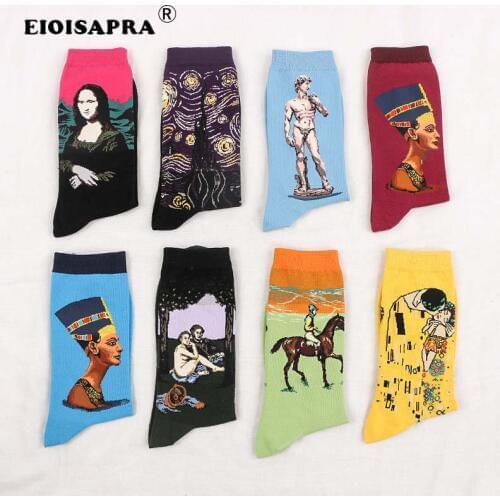 [EIOISAPRA]Fashion Amazing 3D Print Art Harajuku Style Socks Women Men Famous Painting Funny Socks Van Gogh Calcetines Mujer