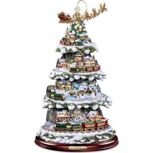 2022 New Merry Christmas Tree Rotating Train Decorations Paste Window Paste Stickers Christmas Home Decoration For Door Window