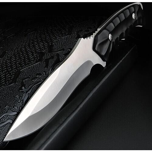 XUAN FENG Black plastic handle forged 440 steel fixed blade knife 58HRC outdoor camping survival knife