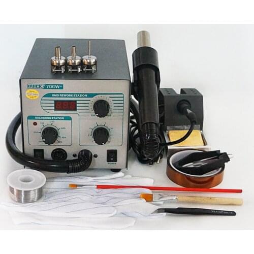 QUICK 706W+ Soldering Iron Hot Air Soldering Station DIY Digital Rework Station Phone Repair BGA Soldering Station Repair Kit
