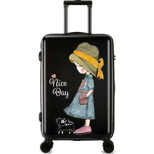 Personality cute trolley suitcase women men travel rolling luggage spinner carry on Korean version password trolley box