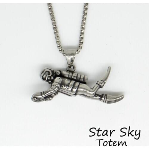 Diver 316L Stainless Steel Pendant Necklace Retro Locomotive Hippie Rider Hip Hop Mens Fashion Jewelry