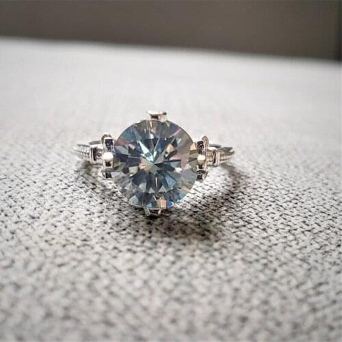 Luxury Female Aqua Blue Crystal Ring Classic Silver Color Flower Wedding Rings For Women Vintage Round Thin Engagement Ring