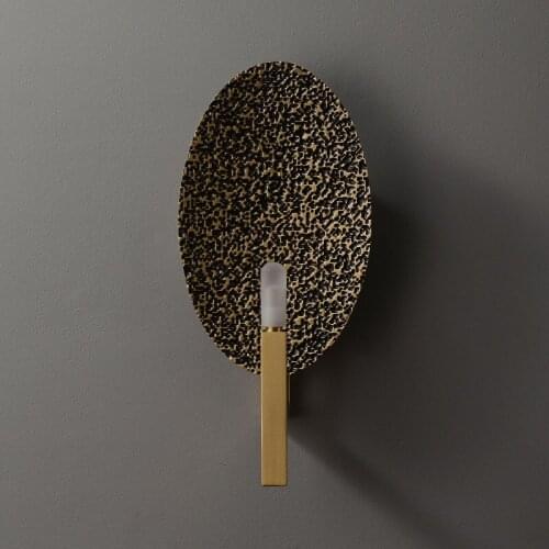 Postmodern Light Luxury Copper Lights Nordic Retro Living Room Bedroom Balcony Aisle Background Wall Lamps