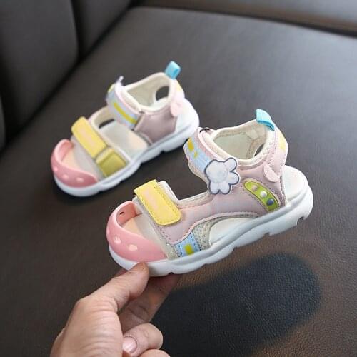 2021 Baby Kids Shoes Boys Girls Summer Sandals Toddler Children Casual Closed Toe Beach Pool Flat Slip-On Slipper Pink Yellow