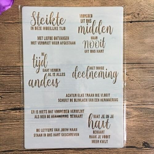 A4 English inspirational blessings wall stencil, scrapbook, embossing album, decorative, paper card template drawing stencils