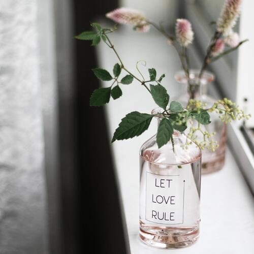 Chic Pink Clear Glass Vase Scandinavian Desk Flower Bottle Nordic Vogue Floral Jar Home Decor