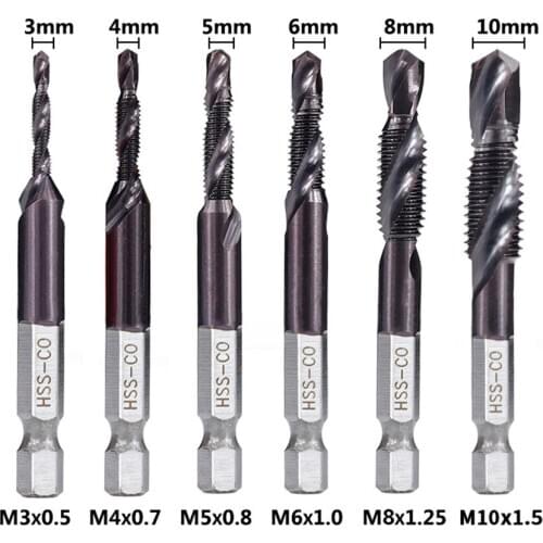 Screw Tap Drill Bit M3 M4 M5 M6 M8 M0 Hex Shank Thread Threading Tools Hrc89 Metric Plug Tap