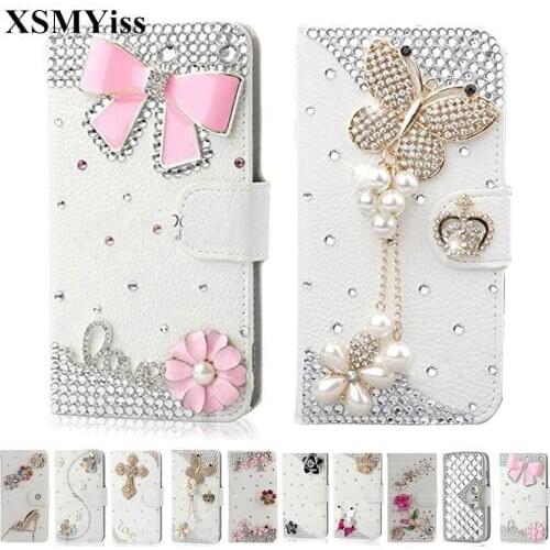 XSMYiss Fashion Bling Diamond Rhinestone Wallet PU Leather Flip Cover Wallet Case for iphone 12 11 Pro Max 6 7 8 Plus X XR Case