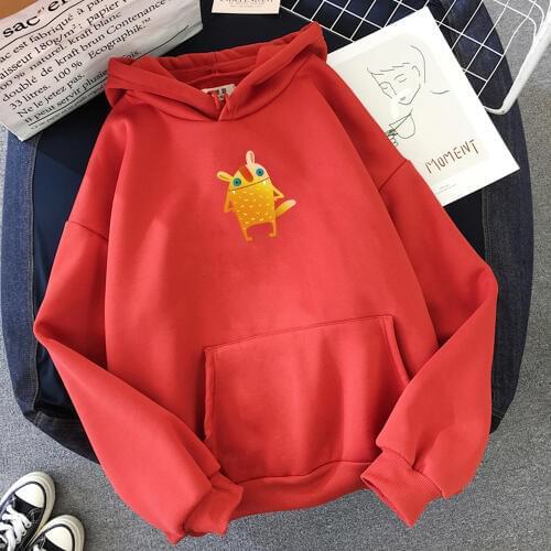 Creative Cartoon Print Animal Graphics Color Ethnic Style Hoodies Women Harajuku Sweatshirts Winter Kawaii Streetwear Friends