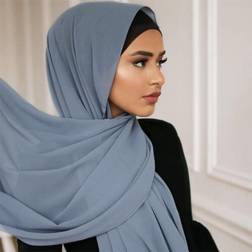 Women Plain Bubble Chiffon Hijab Scarf Printed Solid Color Shawl Headband Muslim Hijabs Turban Chiffon Scarves Bandana 83colors