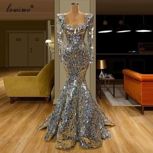 2020 Long Mermaid Sequins Evening Dress Formal Plus Size Prom Dress Party Sparkly Coctail Gowns Vestidos De Festa Women Dress