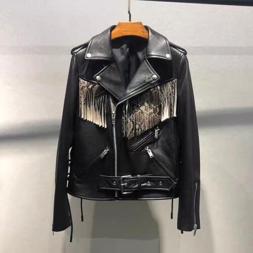 Woman Coats Natural 100% Sheepskin Leather Jackets Female V- neck Natural Sheepskin Leather Overcoat Leather H326