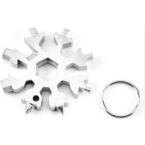 18 In 1 Multifunction Mini Tool Portable Snowflake Multi Pocket Tool Keyring Spanner Hex Wrench Camp Survive Outdoor Tools