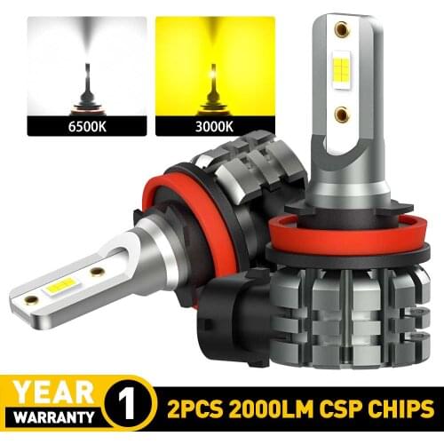 2pcs H8 H11 H16JP LED Bulbs HB4 9006 H10 9145 LED Fog Light Bulbs CSP 2000LM 3000K Golden Yellow Car Fog Lamp 6000k White 12V