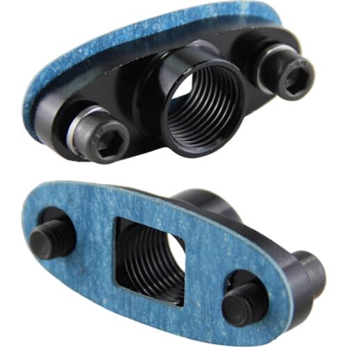 2 Pcs 1/2" NPT T3 T4 Female Turbo Oil Drain Outlet Flange Gasket Adapter Black/Silver