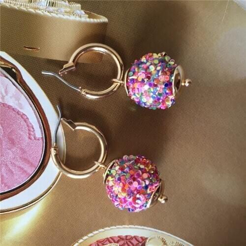 2020 Super Cute Fruit Multi Color Small Ball Charm Hoop Earrings For Girl Romantic School Party Summer Decoration Accessory