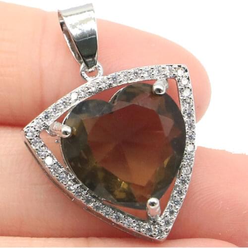 34x26mm Luxury Multi Color Created Pink Tourmaline Green Peridot London Blue Topaz For Ladies Silver Pendants